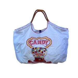 Ball & Chain Women’s White & Red Candy Embroidered Gumball Machine Satchel Bag